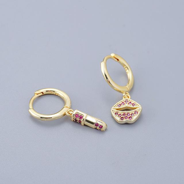 ANENJERY Micro Zircon Lipstick anheng Hoop øredobber for kvinner kreative sexy ørespenne smykker