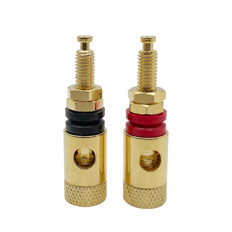 2Pcs Copper Speaker Socket Audio Speaker Terminal Connector Binding Post Amplifier Cupper Gold-plated Banana Socket