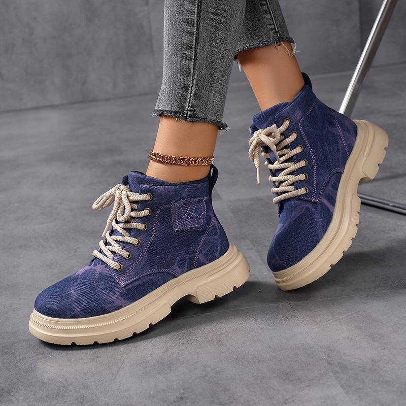 

Large size spring and autumn thick-soled cowboy Martin boots tooling retro western casual small short boots breathable cloth women s shoes 36 чорний