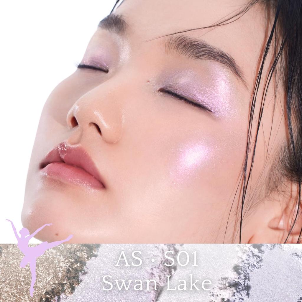 INTO U Eyeshadow Rotational Eyeshadow Palette 4 Shades Glossy Glitter Pearl #AS • S01 Swan Lake