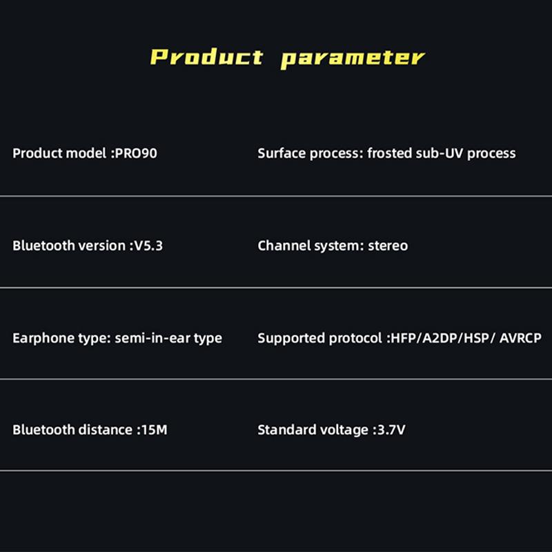 PRO90 Bluetooth 5.3 Headphones TWS Wireless Earphones with LED Display Stereo Headset Touch Control Earbuds Noise Reduction