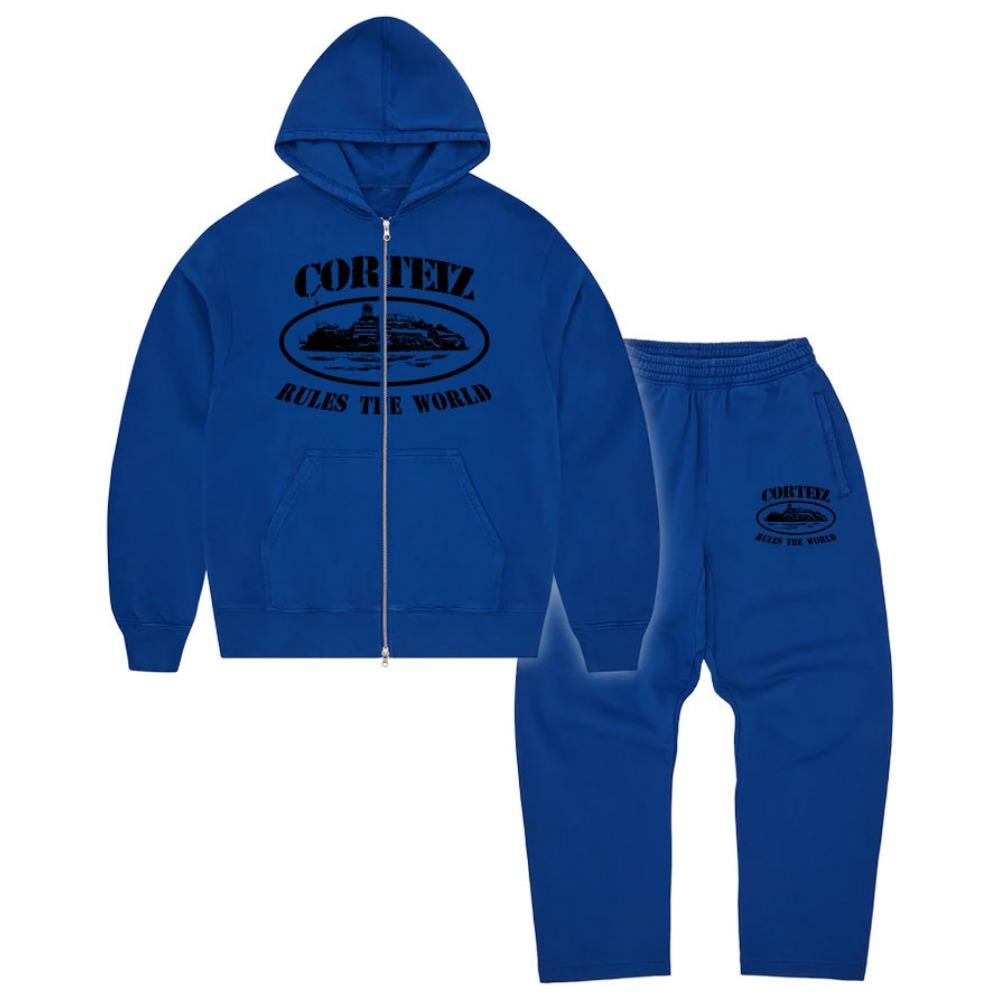 Devil Smash Street Hoodie Set European and American Fashion Loose Plush Zipper Hoodie Flat Pants