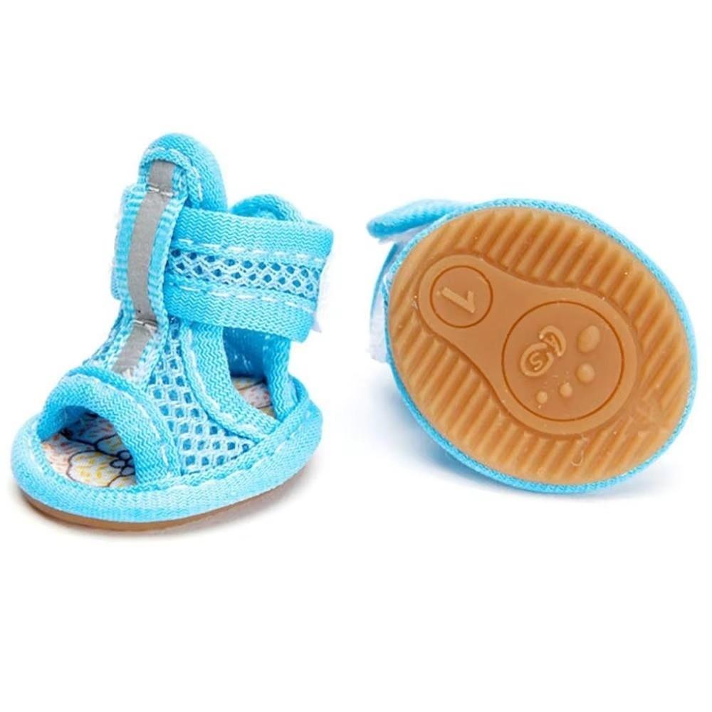 4 Stück Weichsohlen-Haustier-Sandalen Netz-Kühlende Hundestiefel Niedliche Hundeschuhe Sommer