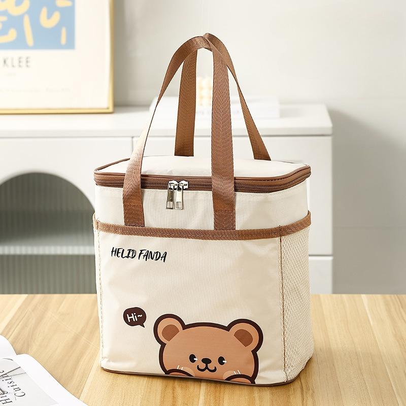 Cute Thermal Lunch Box Bag Student Portable Large Capacity Insulated Lunch Bag Waterproof Reusable Picnic Bag Cooler Bag Large Capacity Bento Bag