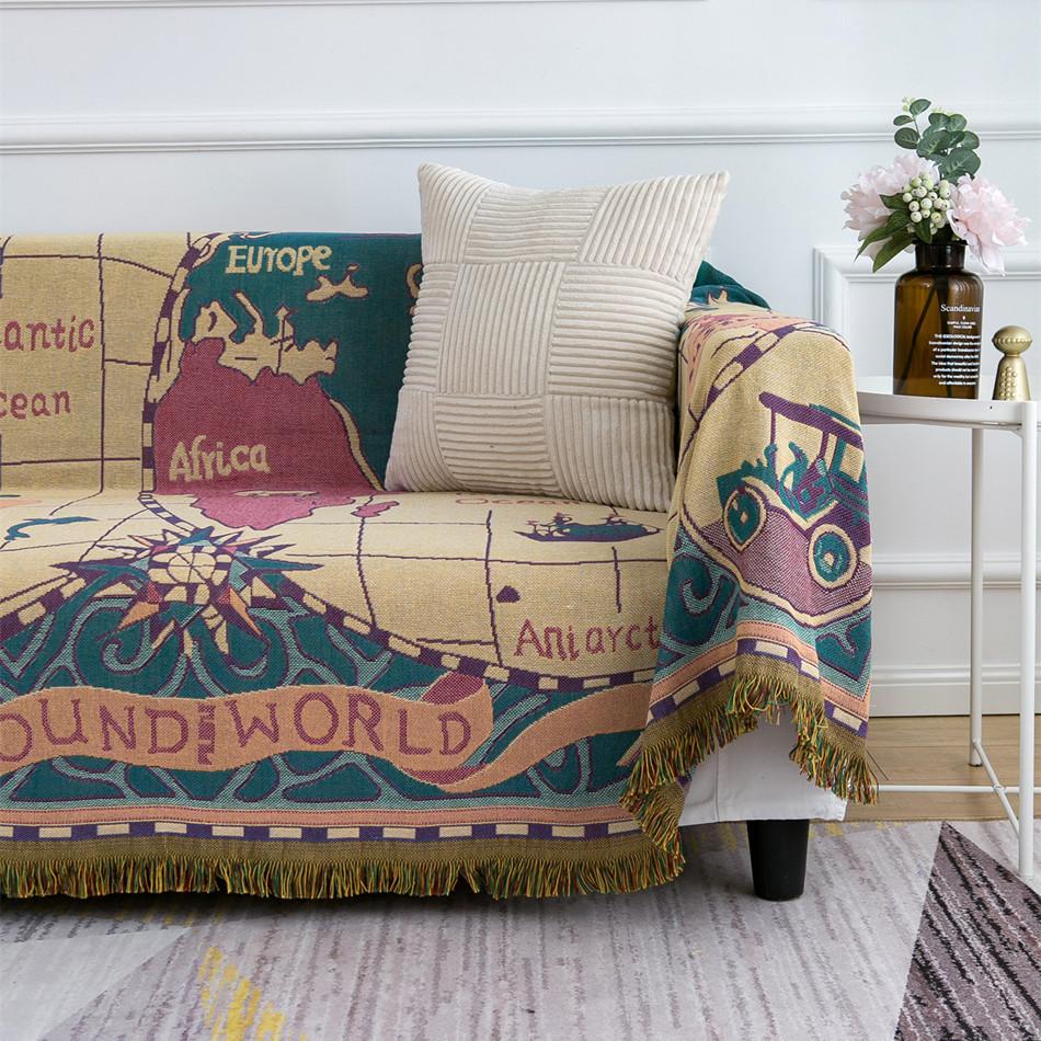 

Двусторонняя утолщенная четырехсезонная подушка для дивана в сельской местности, чехол для дивана с картой, походное одеяло 130*180cm