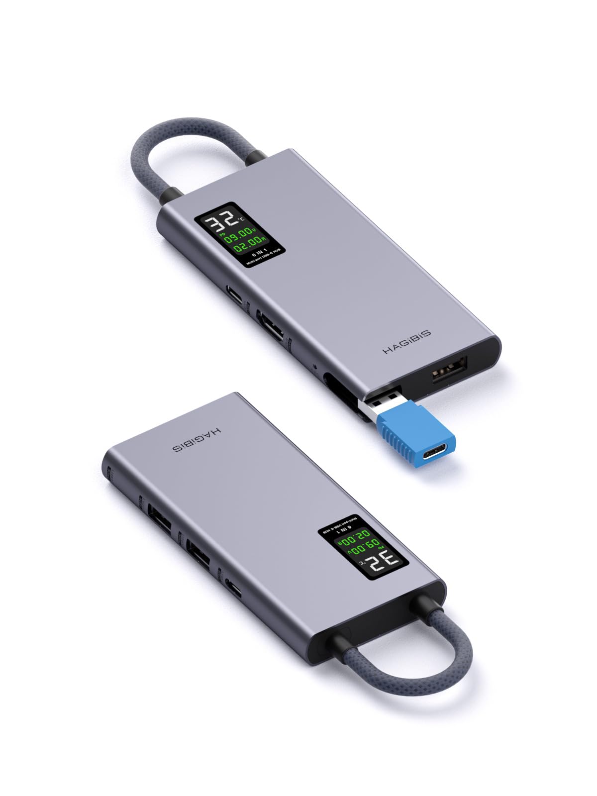 

Хаб USB C Hagibis с ЖК-дисплеем Док-станция Type C Многопортовый адаптер 100 Вт PD для MacBook Pro iPad Ноутбука 4K@60 Гц HDMI, (6in1)