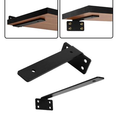 2PCS Floating Shelf Brackets Steel Wall Mount Invisible T Shelves Fixed Shelf Brackets for Bathroom and Kitchen Storage Support