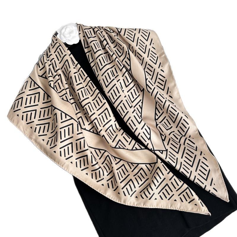New European Commuter Decoration 91 Square Scarf Women's Sunscreen Breathable Shawl Women's Premium Twill Imitation Silk Scarf
