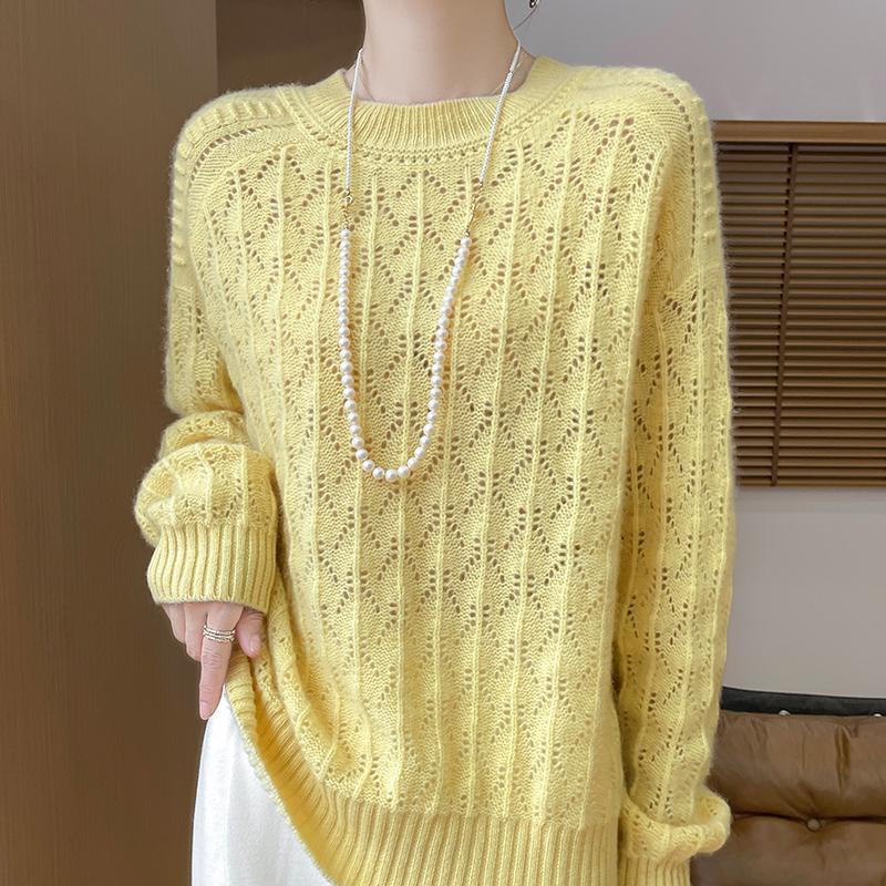 Dámský kašmírový svetr Qinghe kašmír 30% kašmír 70% vlna podzimní a zimní kašmírový svetr ručně tkaný měkký a hřejivý