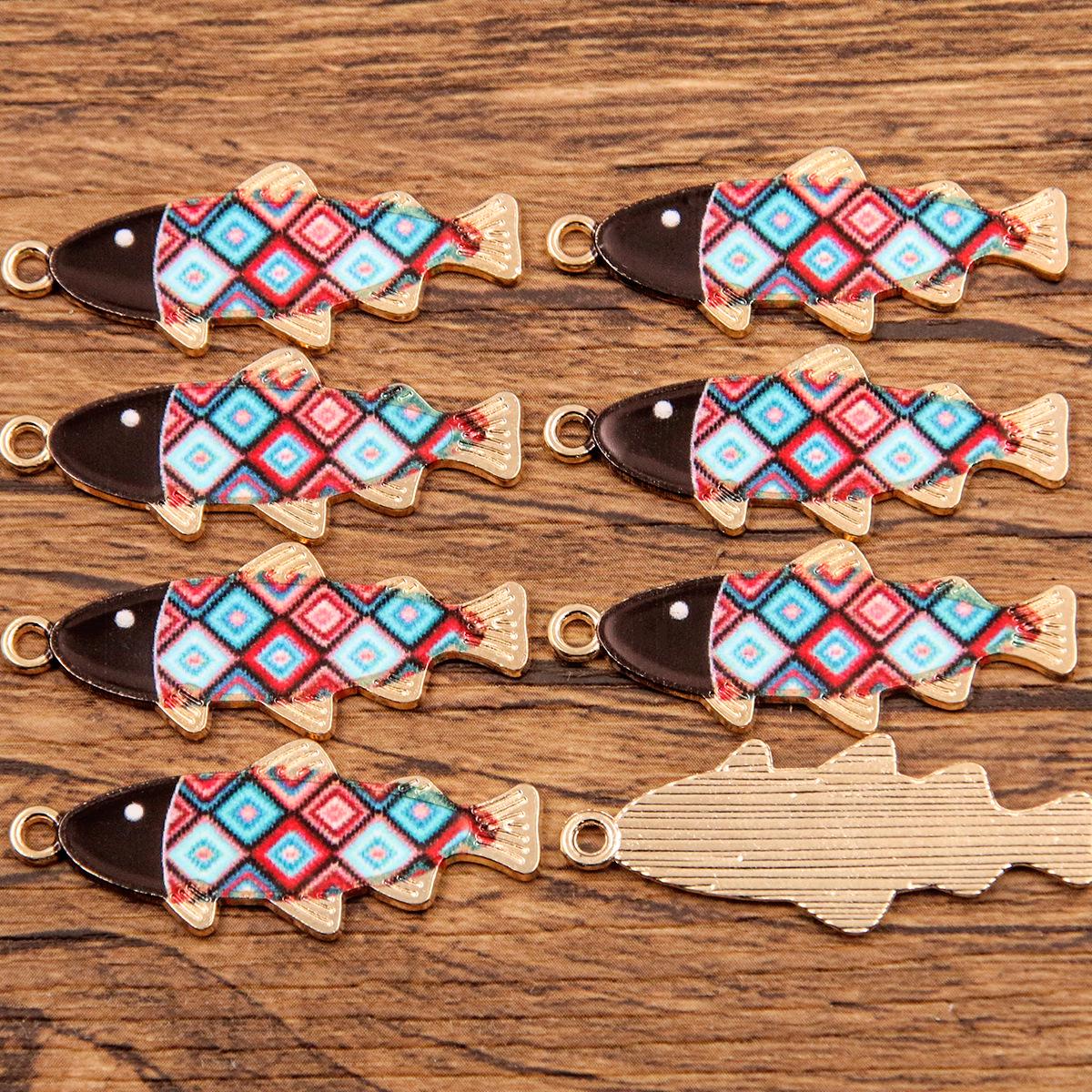 

Подвеска в виде маленькой рыбки 9 цветов, шарм из сплава 14x35 мм, эмаль цвета золота KC, аксессуар с морским животным