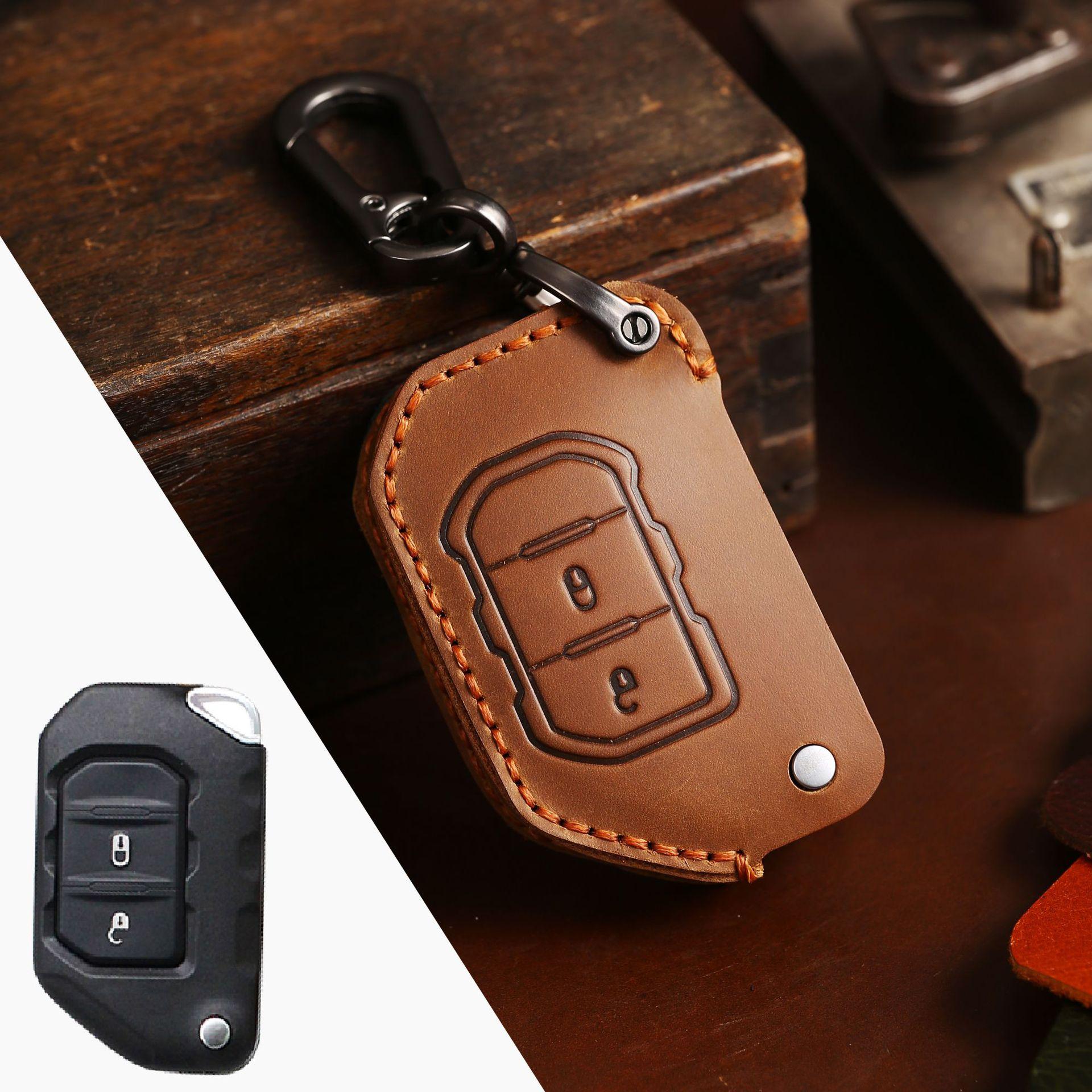 

Handmade car key case for Jeep Wrangler JEEP key case Sahara Robin Hood genuine leather key case