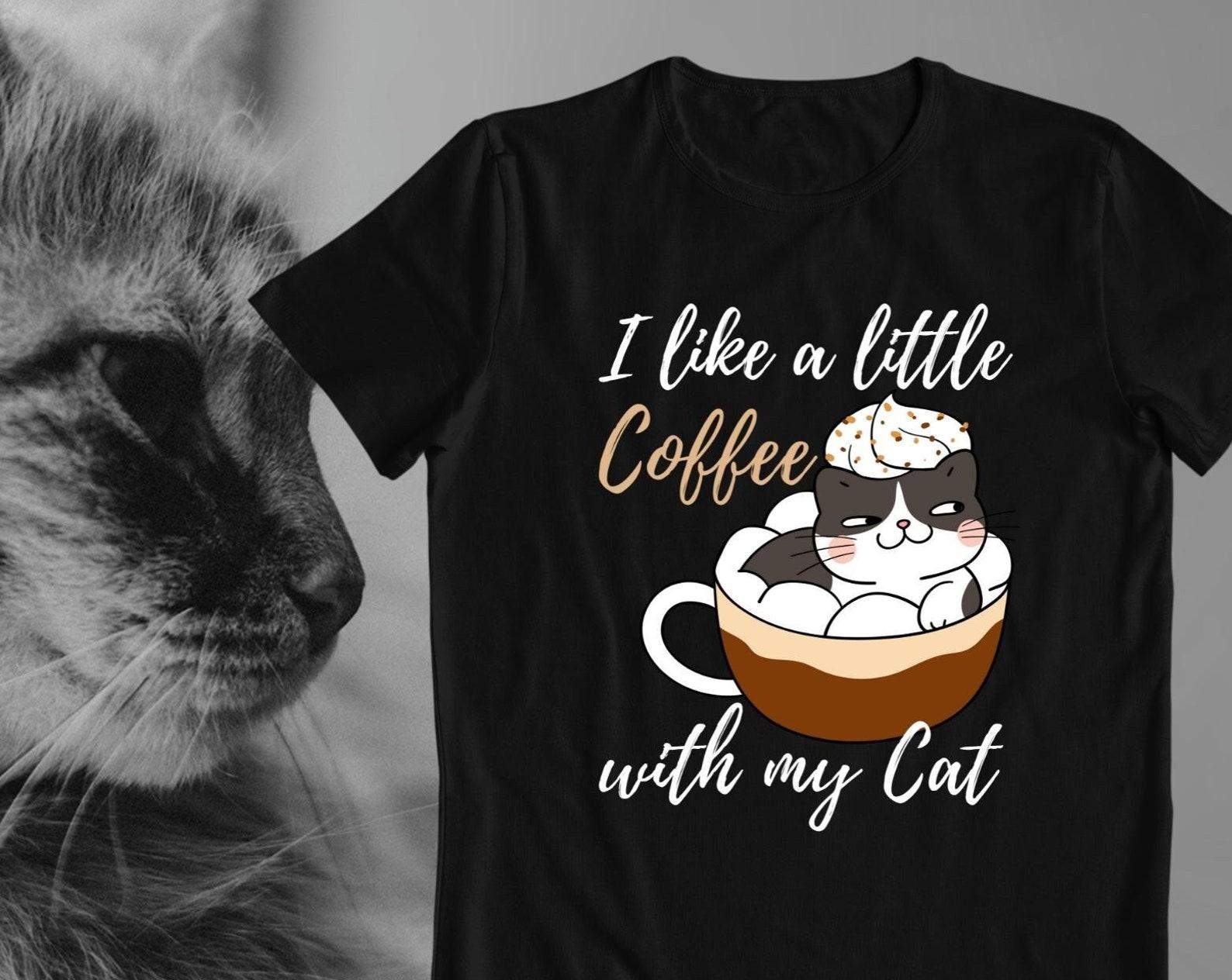 Coffee Cat T-Shirt: Funny Cat Lover Gift M