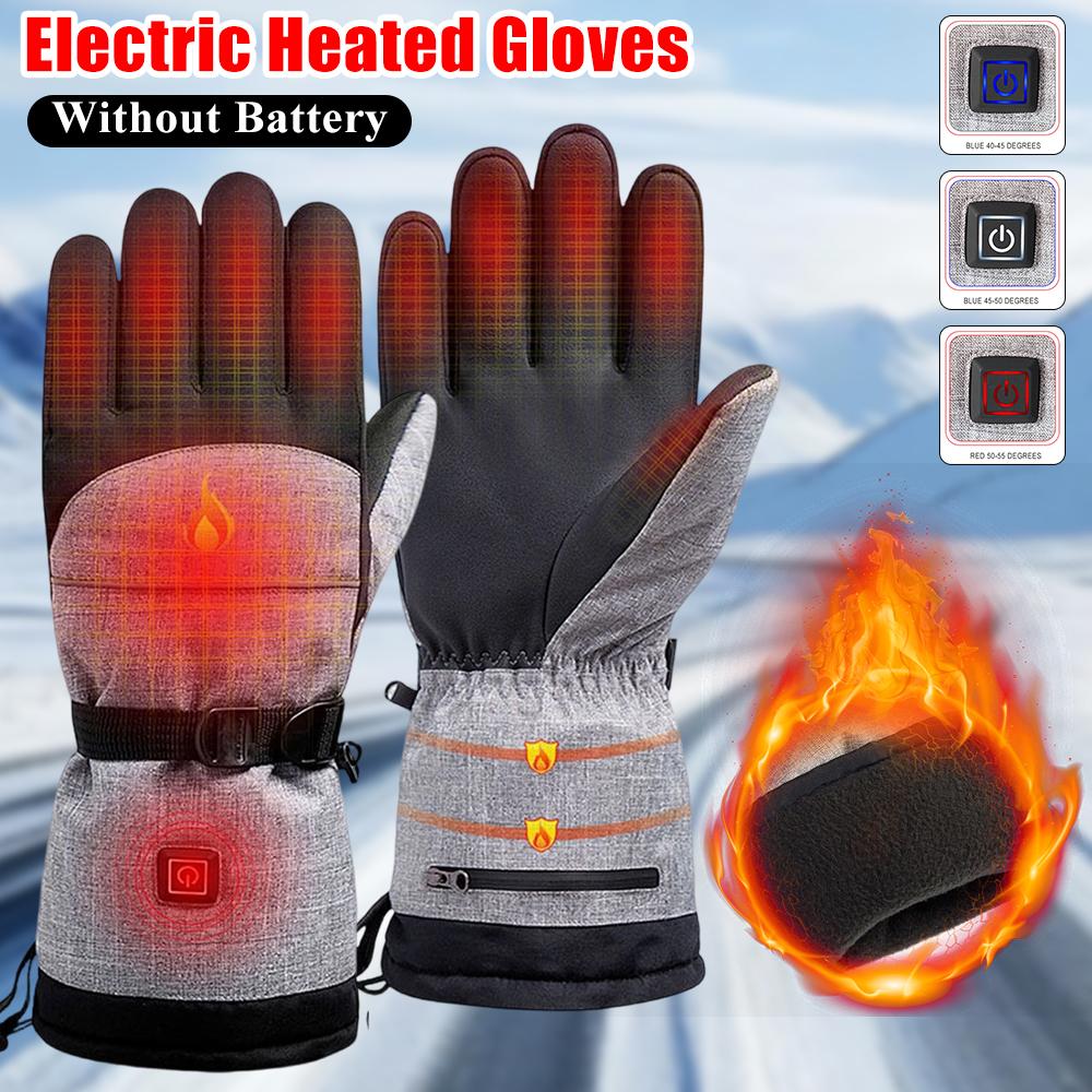 Winter Electric Heated Gloves USB Heating Gloves Waterproof Thermal Skiing Gloves for Outdoor Hiking Fishing (No Power Supply)