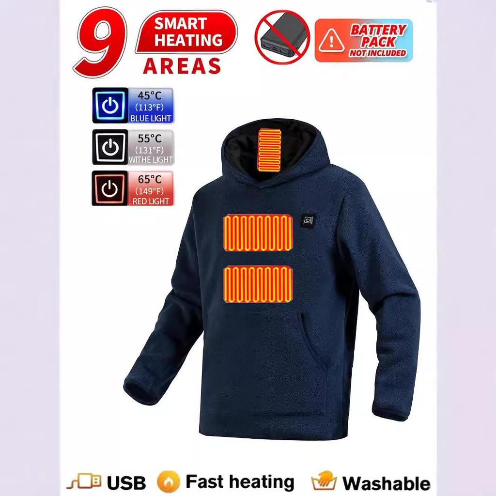2025 Unisex Smart Heated Fleece Hoodie with Nine-Zone Temperature Control