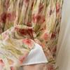 Qooth Sweet Pleated Floral Maxi Skirt with Pockets Full Flared Hem QT2905