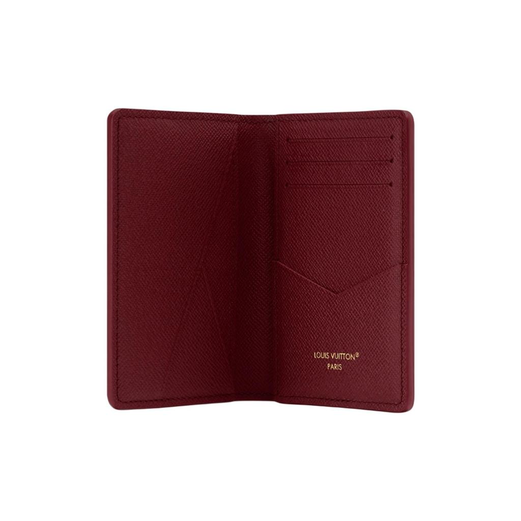 Louis Vuitton Pocket Organizer Red Stripes Monogram Heritage Canvas Women Wallets M26536