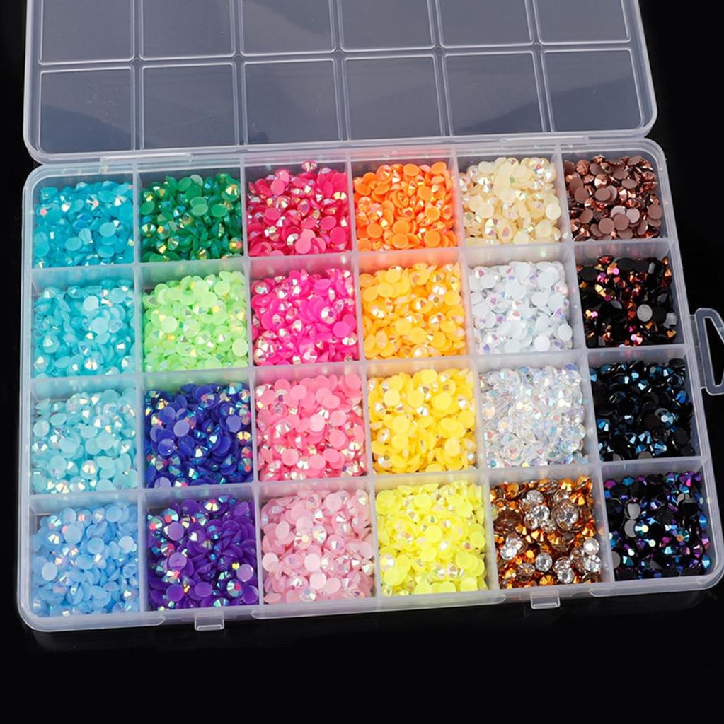 6000 Nail Stones Rhinestones BetterJonny 24 Colors Nail Stones Glass Nail Deco Parts Craft Parts DIY Nail Parts Decorate Your Nails (5mm)