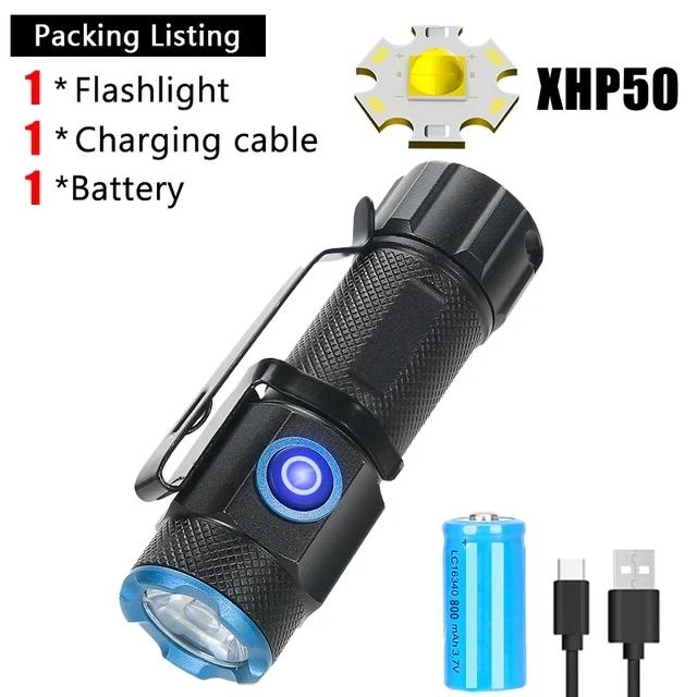 Ultra Strong LED Flashlight USB Rechargeable Tail Magnet Repair Work Light Waterproof Outdoor Camping Fishing Lighting Lantern