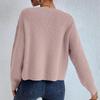Women's Fashion Casual Crewed Neck Pullover Long-Sleeve Bolded Knit Sweater Top