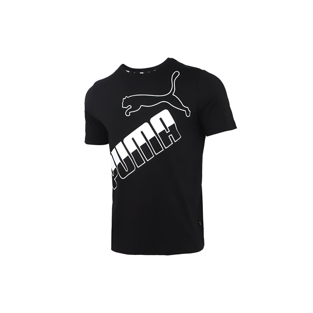 Puma Logo Letter Print Round Neck Sports Short Sleeve T-Shirt Men Tops Black 845572-01