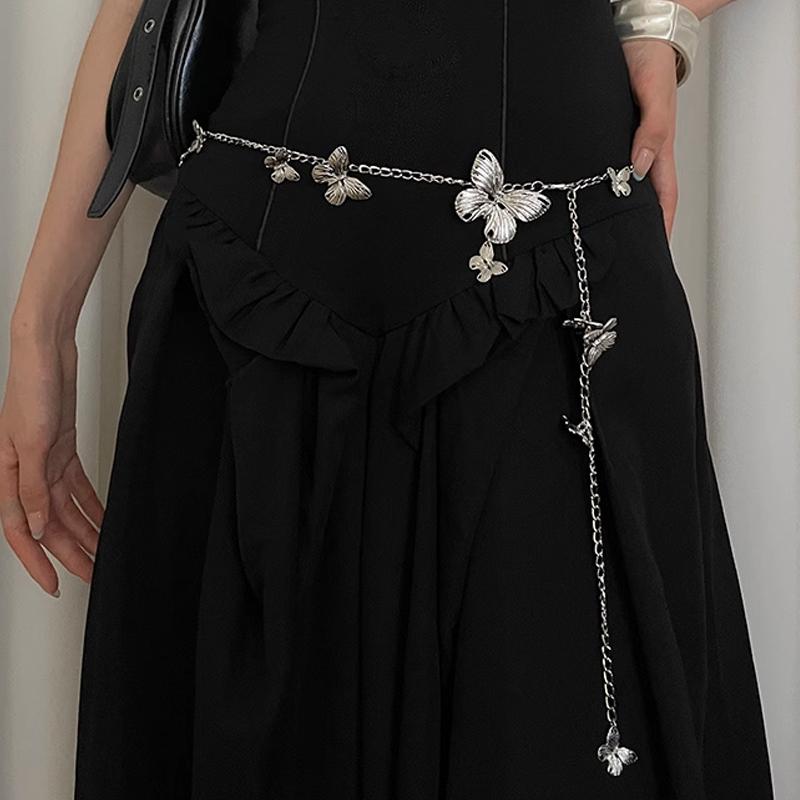 

Exquisite Long Tassel chian Butterfly Waist Chain for Women Silver color Metal Belt Lady Body Chains Waist Strap Accessories серебряный