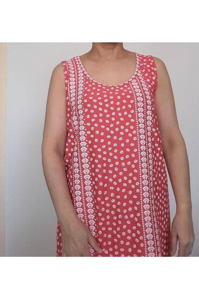 Damenstil Übergröße T-Shirt Weißes Geblümtes Korallfarbenes Trägerhemd Gekämmte Baumwolle Viskose T-Shirt