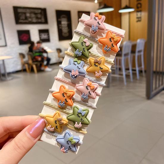 10Pcs/Sheet  Cartoon Fruit Animal Pattern Tight Hair Tie Hair Band Hair Accessories