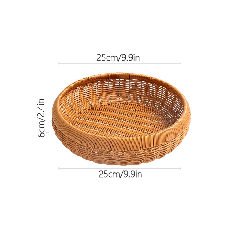 Plastic Rattan Food Fruit Tray Plate Handwoven Storage Basket Picnic Afternoon Tea Snack Plate Kitchen Compartment Tray