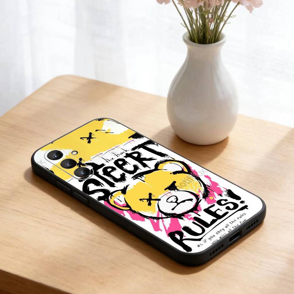 HOT Colorful Graffiti Bear Phone Case For Samsung Galaxy A73,A72,A71,A70,A52,A51 Others Soft Black Cover
