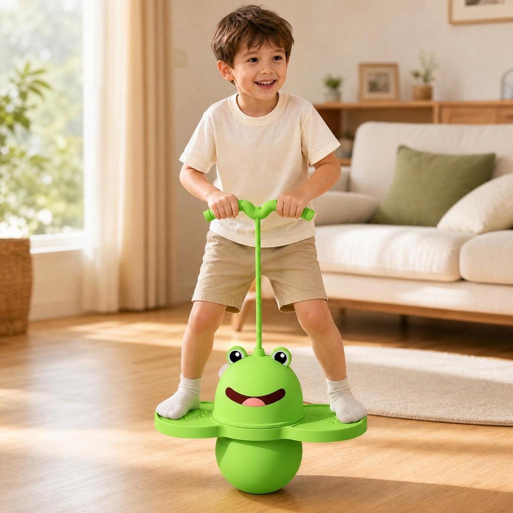 Textured Pogo Ball with Adjustable Handle Stable Snap-on for Children,