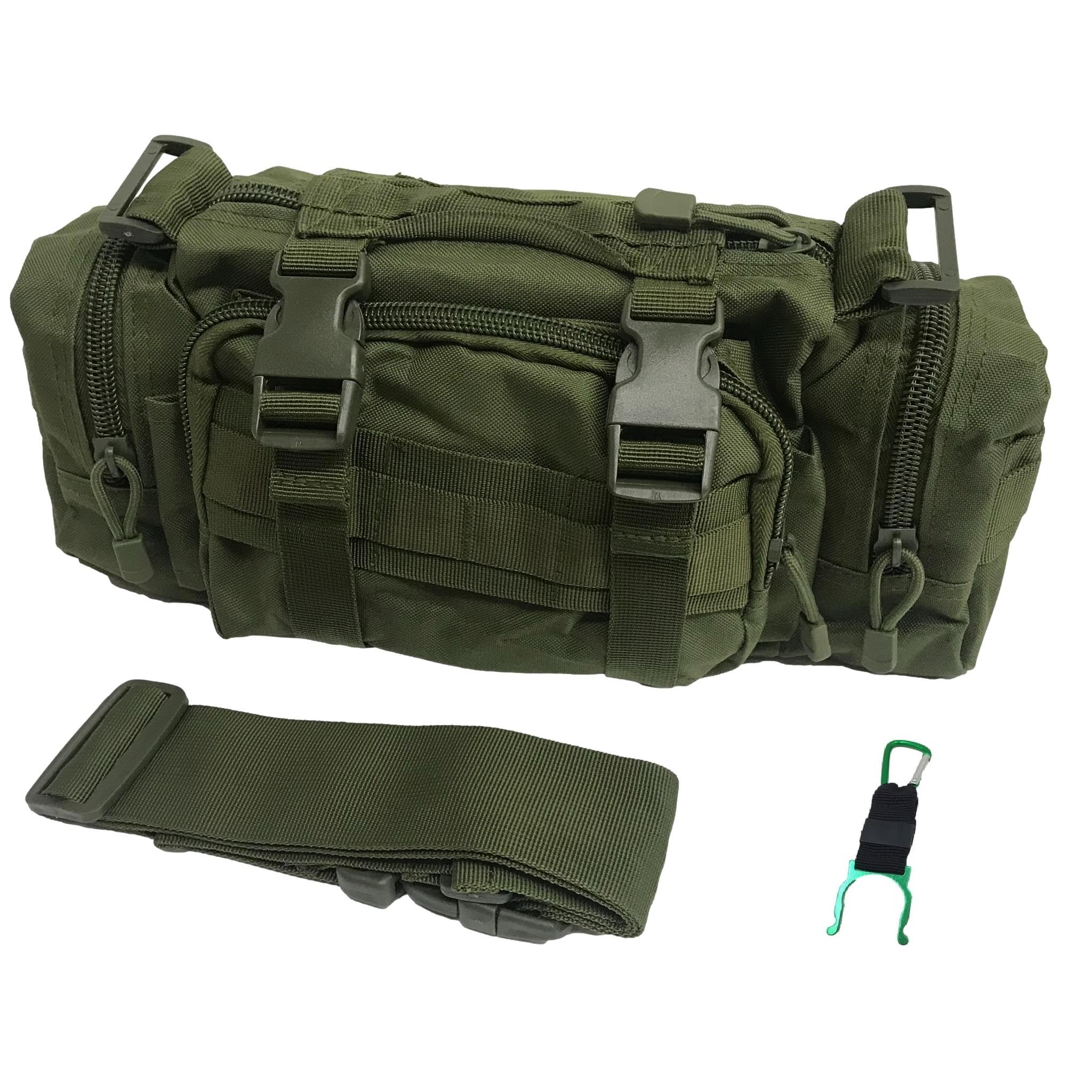 

DauStage Multifunctional Camouflage Tactical Bag for and Fishing with Water Bottle Holder 5-Way Airsoft, Cycling, (Army Green)