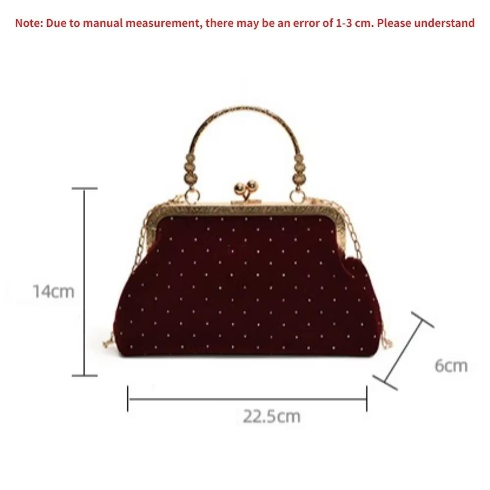 Elegante Borsa a Mano da Sera con Strass Manico Superiore Monocolore Borsa a Tracolla con Catena Borsa a Spalla