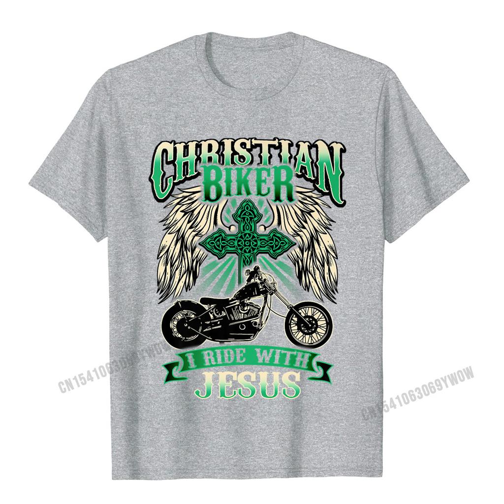 Christelijke Biker Ik Rij Met Jezus Religieuze Achterkant Motorfiets Premium T-shirt Camisas Unisex Geprinte Tops Shirt Voor Unisex Katoen