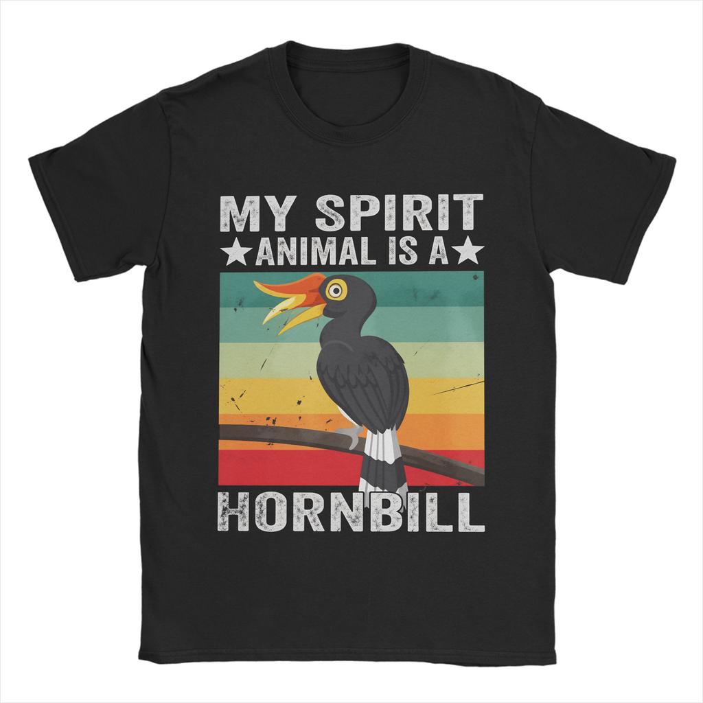 Vintage T Shirt Summer Spirit Animal Tropical Bird Lover Hornbill graphic Trendy Cool T Shirts  Cotton Tshirt Short Sleeve Tees