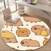 1PC Cute Capybara Office Round Area Rug, Mat Suitable For Office, Under Office Chairs Bedroom Living Room Home Decor, Room Deco