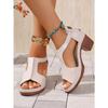Sandali Estivi Nuovi Moda Europea e Americana Tacco Blocco Punta Aperta Donna Bocca di Pesce Fibbia Tacchi Alti Taglie Grandi Scarpe da Donna Commercio Estero