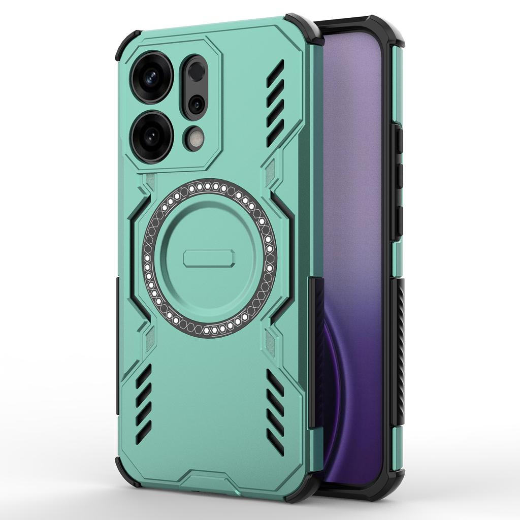 For Oppo Reno14 5G (Global) Magnetic Case Butterfly Armor Hollow Heat Dissipation PC+TPU Phone Cover