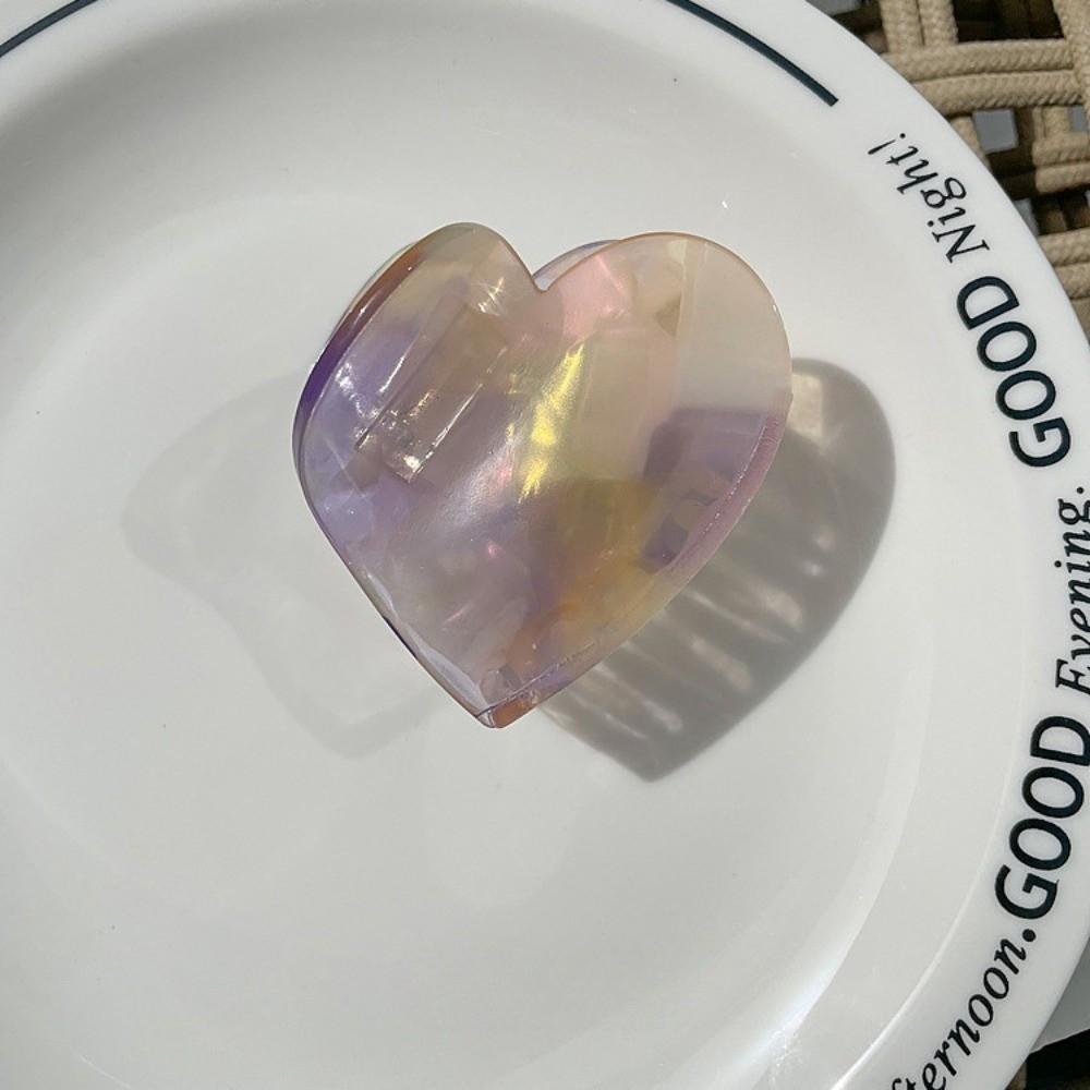 Korean Style Acetic Acid Hair Claw Elegant Plaid Hair Claw Hair Accessories Heart Shark Clip  Gifts