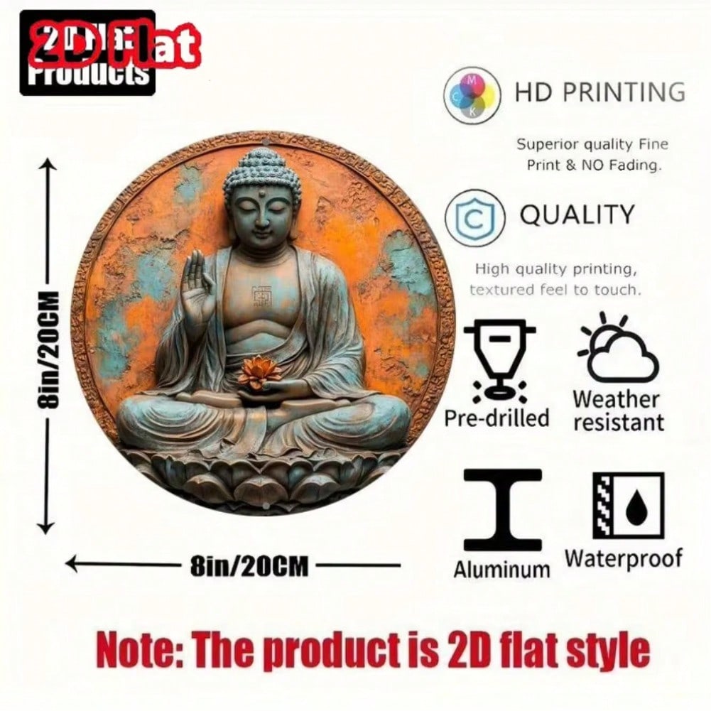 Decorazione Murale in Latta Buddha Vintage per Casa Ufficio Bar Caffè