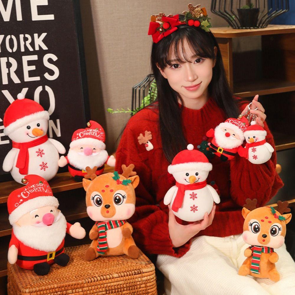 Plush Santa Claus Plush Dolls Snowman Christmas Reindeer Doll 3D Stuffed Animals Elk Toy  Kids