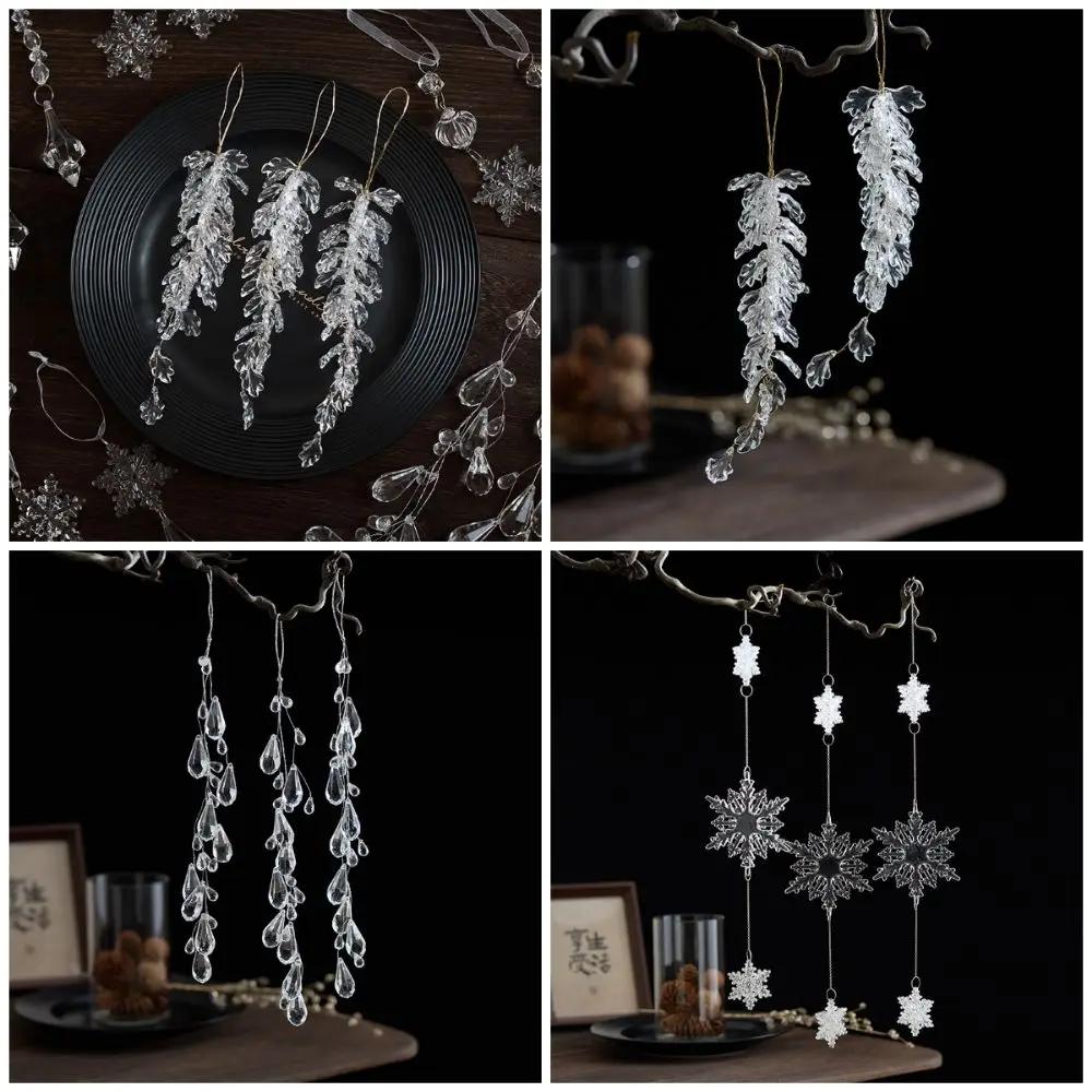 Transparent Christmas Hanging Pendants Acrylic Snow Beads Star Christmas Decorations Party Supplies Festival Favors