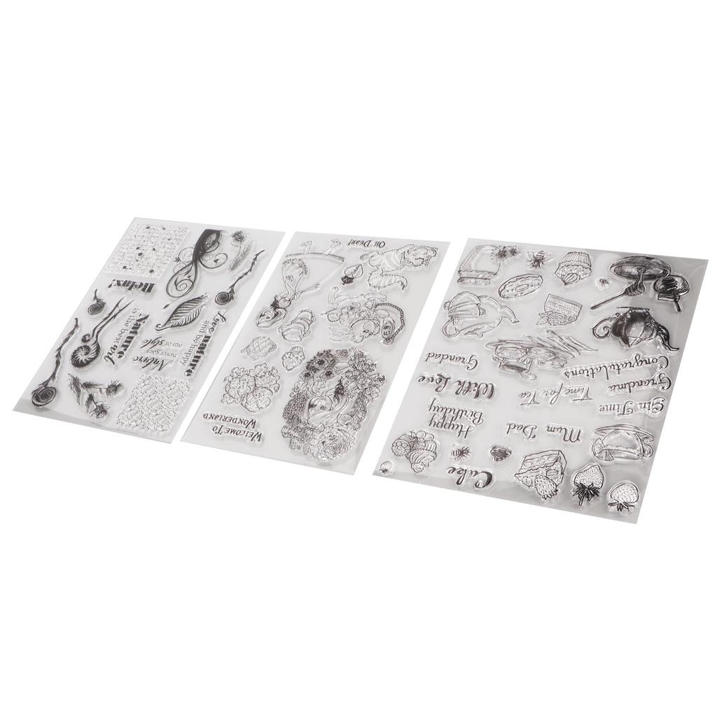 3Pcs Transparent Stamp TPR Assorted Styles Skin Friendly Easy to Use Clear Stamp for Card Making Scrapbooking