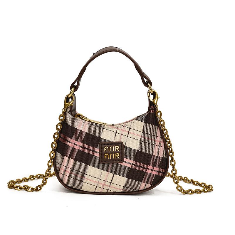 New Mini Children's and Girls' Fashion Accessories Bag Crescent Bag Plaid Leopard Print Crossbody Women's Small Shoulder Bag