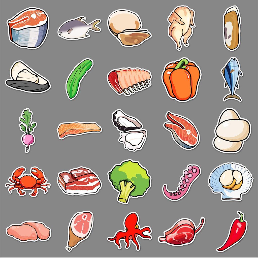50 Cute Cartoon Food Stickers: Waterproof, Fresh & Fun for Kids' Graffiti, Phones, Laptops, and More!