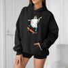 Women's Fashionable, Casual, Comfortable Round-neck, Hooded, Long-sleeved, Halloween-print Warm Sweater