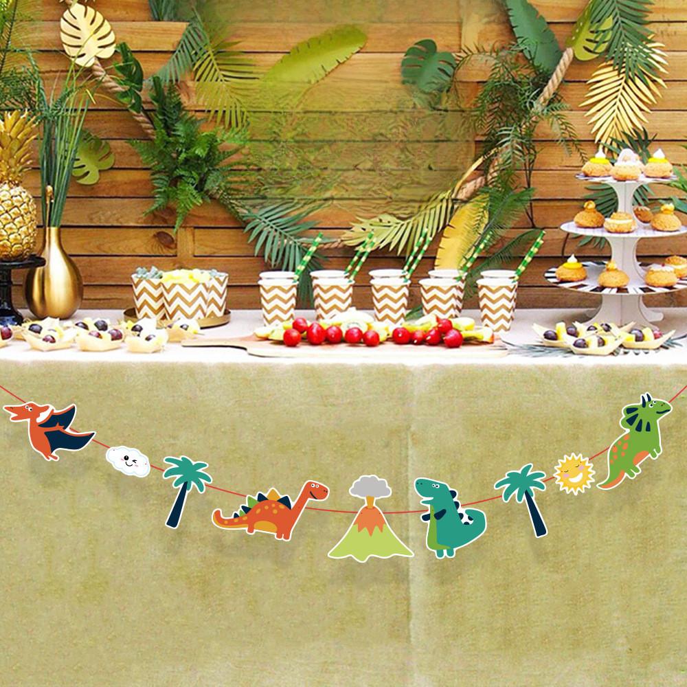 Flamingo And Playful Dinosaur Paper Decoration Garlands For Colorful Kids Birthday Parties