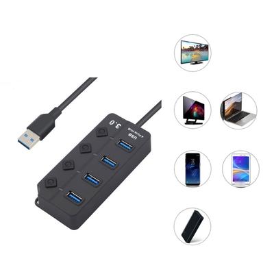 Fast Speed Multiports USB Splitter For PC Connectivitys 4 Port Adapters With Switches Control & Status Lights