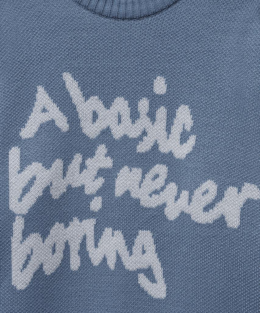 BLOND9 Slogan Round Knit Sweater_Alice Blue (Type B)