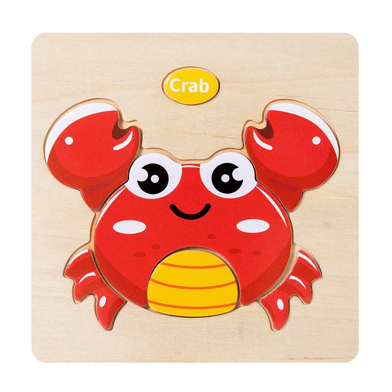 Children's 3D Wooden Animal & Transportation Shape Puzzle for Early Education