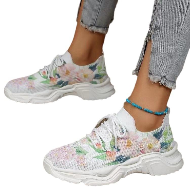 Außenhandel freizeit blume sport einzelnen schuhe frauen 2025 neue mode flachen boden einzigen große größe verzogen kopf lace-up casual